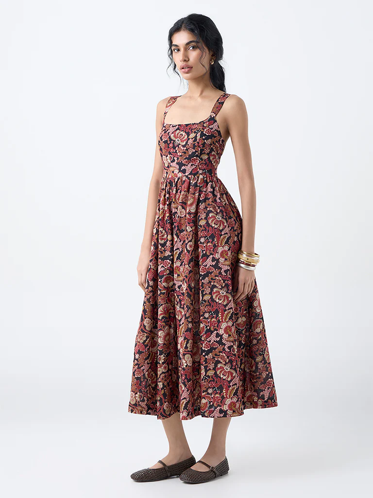 Floral Cotton A-Line Dress